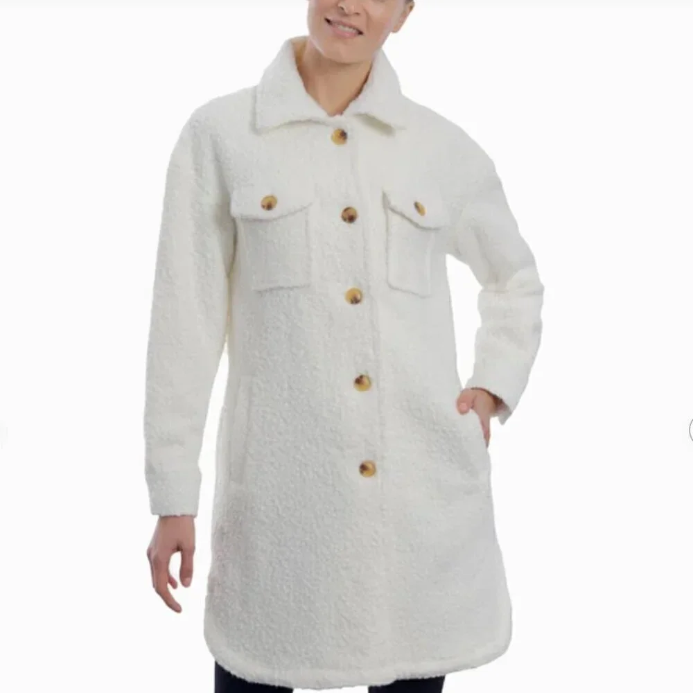 NWT Size Large White Teddy Shacket - Picture 1 of 6